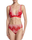 Embrace Lace High-Cut Briefs, Tango Red/Coral