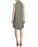 Sleeveless Swing Button-Front Shirtdress