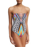Printed Strapless One-Piece Swimsuit