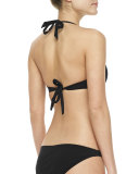 Logo-Center Halter Swim Top, Black
