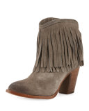Ilana Fringe Suede Bootie, Dark Gray