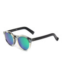 Leonard II Round Sunglasses, Horn/Black/Green
