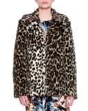 Fur-Free-Fur Leopard-Print Chubby Coat