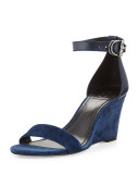 Thames Suede Wedge Sandal, Bright Navy
