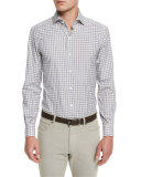 Check Long-Sleeve Sport Shirt, Blue Pattern