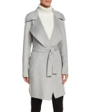 Belted Cocoon Coat, Pearl Heather