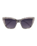 Calvi Streaked Cat-Eye Sunglasses, Black/White