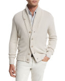 Harding Cashmere Shawl-Collar Cardigan, Earl Gray