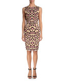 Jaguar-Print Punto Milano Dress, Pink