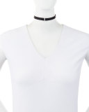 Ivy Holland White Sapphire & Leather Choker Necklace