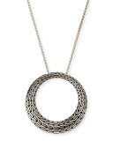 Classic Chain Silver Large Round Pendant Necklace, 36"
