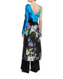 Floral-Print D-Ring Silk Midi Skirt, Multicolor