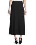 A-Line Crepe Midi Skirt, Black