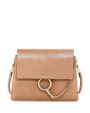 Faye Medium Leather Shoulder Bag, Tan