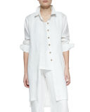 Long-Sleeve Linen Duster, Plus Size