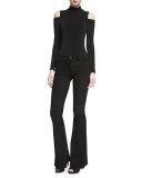 Suede Flare Pants, Black