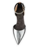 Monili Ankle-Wrap d'Orsay Flat, Silver