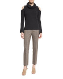 Karis Plaid Stretch-Wool Slim Trousers, Chicory