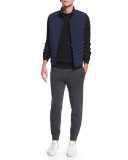 Aster Textured Crewneck Sweater, Black