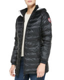 Camp Hooded Mid-Length Puffer Coat, Black