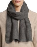 Ribbed Cashmere Scarf, Dark Gray