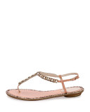Pearly Flat Thong Sandal, Nude