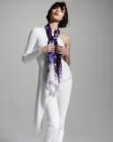Kimono Floral Silk Satin Stole, Bordeaux