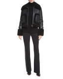 Luke Studded Boot-Cut Pants, Black