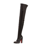 Verusch Leather 100mm Over-the-Knee Red Sole Boot, Black