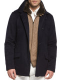Cashmere Storm System Jacket, Navy
