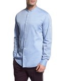 Band-Collar Cotton Shirt
