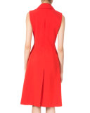 Sleeveless Double-Breasted Dress, Poppy Red