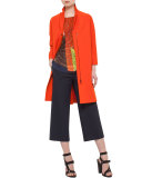 3/4-Sleeve Mid-Length Coat, Rust