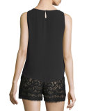 Lace Mid-Rise Boxing Shorts, Black