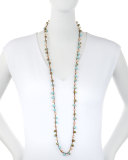 Mixed Faceted Bead Necklace, Mint, 51"