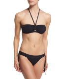 Tie-Front Solid Two-Piece Swimsuit, Black