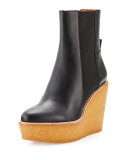Sandy Crepe-Wedge Bootie, Black