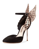 Evangeline Angel Wing d'Orsay Pump, Black/Rose Gold