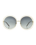 Carlina Metal Oversize Sunglasses, Golden/Gray