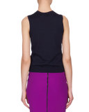 Jewel-Neck Cashmere Tank, Navy