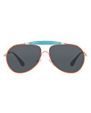 Metal & Enamel Aviator Sunglasses