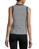 Striped Crewneck Tank Top, Black/White