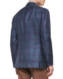 Cashmere-Blend Plaid Sport Coat, Blue 