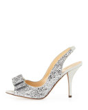 charm glittered bow slingback, silver