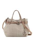 New Storm Woven Satchel Bag, Gray