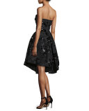 Strapless Sequined Cocktail Dress, Black