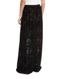 Patterned Sheer Wide-Leg Pants, Black