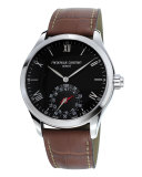 Gents 42mm Horological Smartwatch w/Leather Strap, Brown/Black