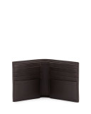 Multicolor-Dot Woven Leather Wallet, Chocolate