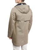 Hooded Single-Breasted Raincoat, Antelope